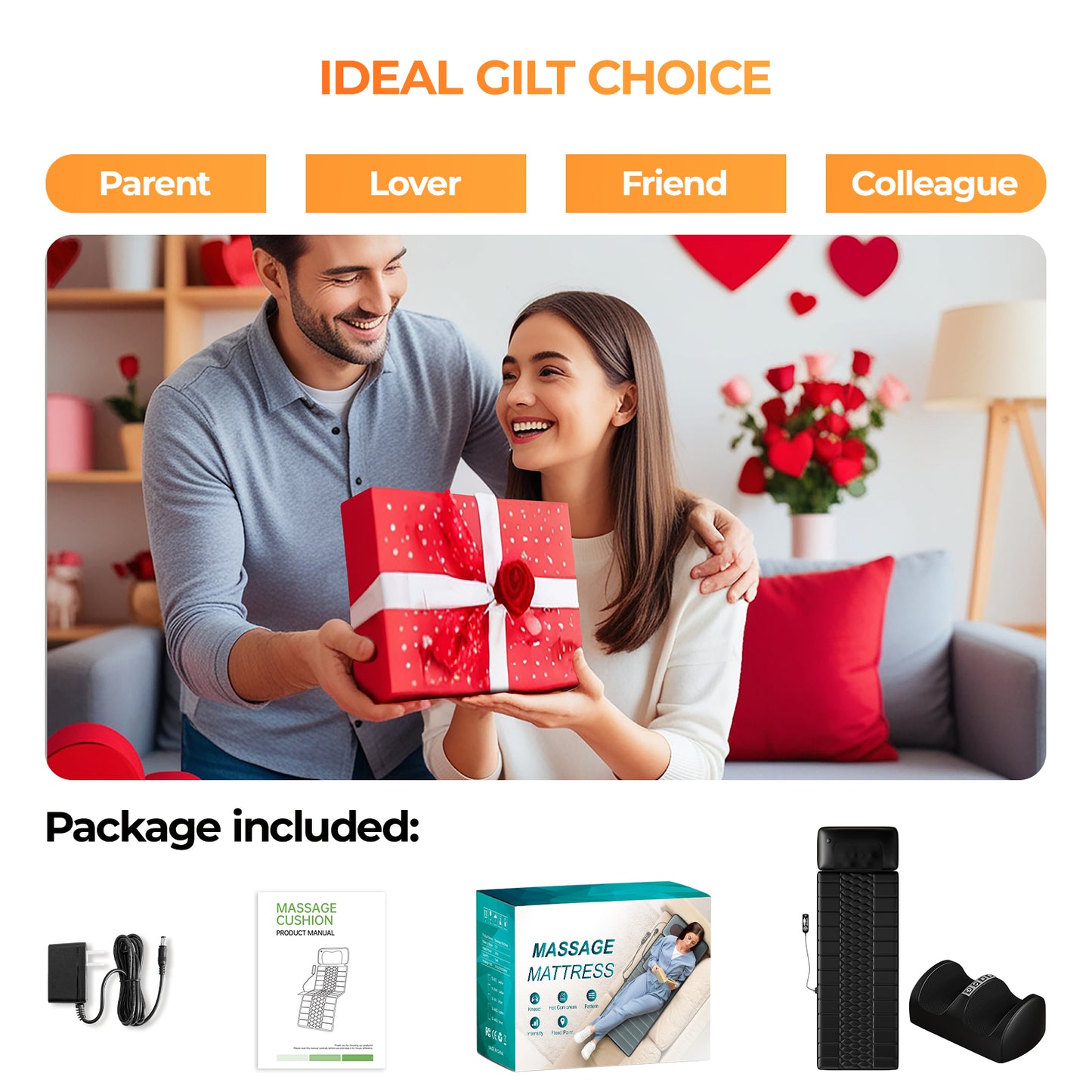 3-in-1 Stuhl Massagekissen mit Wärme für Ganzkörper Entspannung